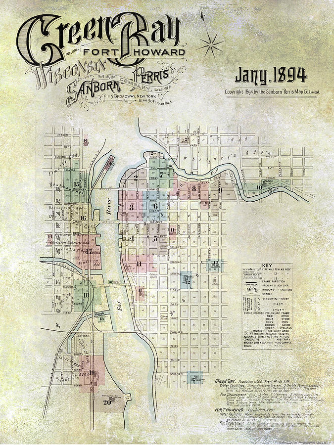 1894 Green Bay Wisconsin Map Photograph by Jon Neidert
