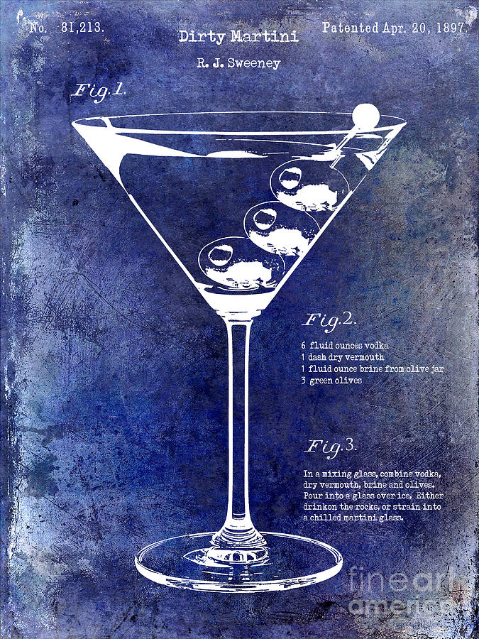 Martini Photograph - 1897 Dirty Martini Patent by Jon Neidert
