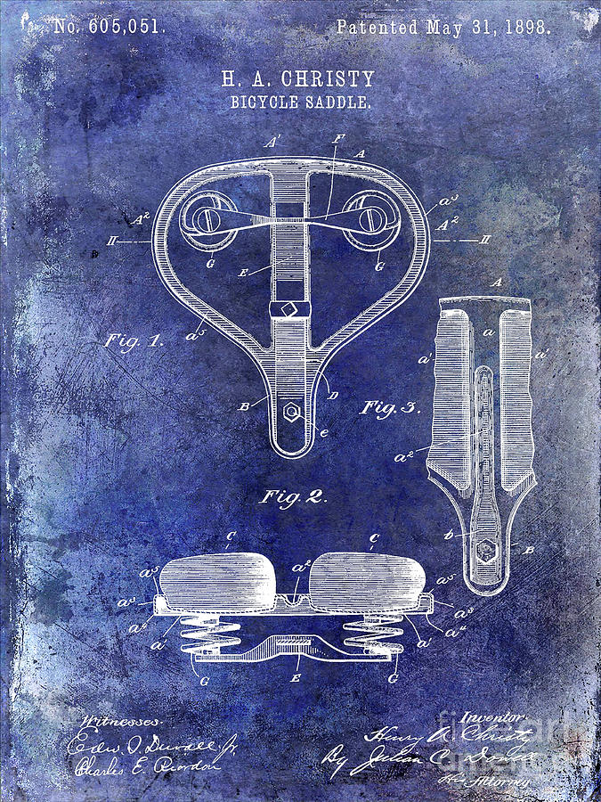 1898 Bicycle Saddle Patent Photograph by Jon Neidert