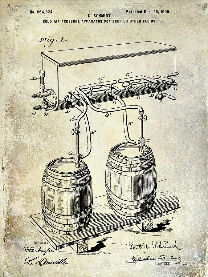 Beer Photograph - 1900 Beer Keg System Patent by Jon Neidert