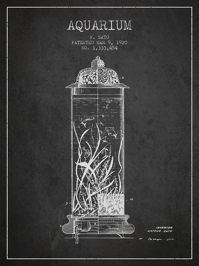 1902 Aquarium Patent - Charcoal Digital Art