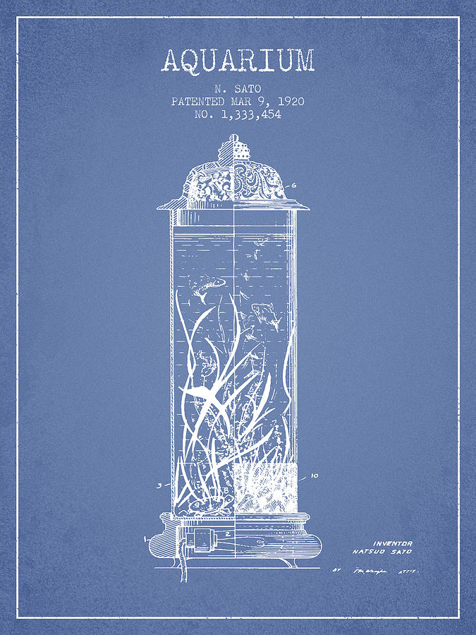 1902 Aquarium Patent - Light Blue Digital Art