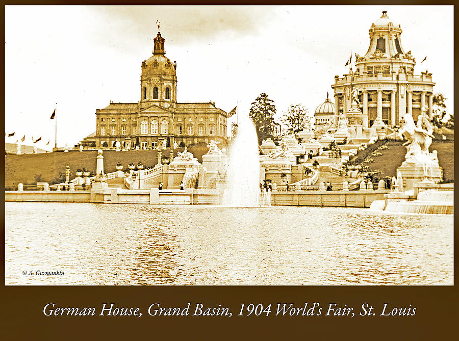 1904 Worlds Fair, German House, Grand Basin #3 Photograph by A Macarthur Gurmankin