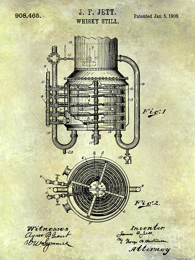1909 Whiskey Still Patent  Photograph by Jon Neidert