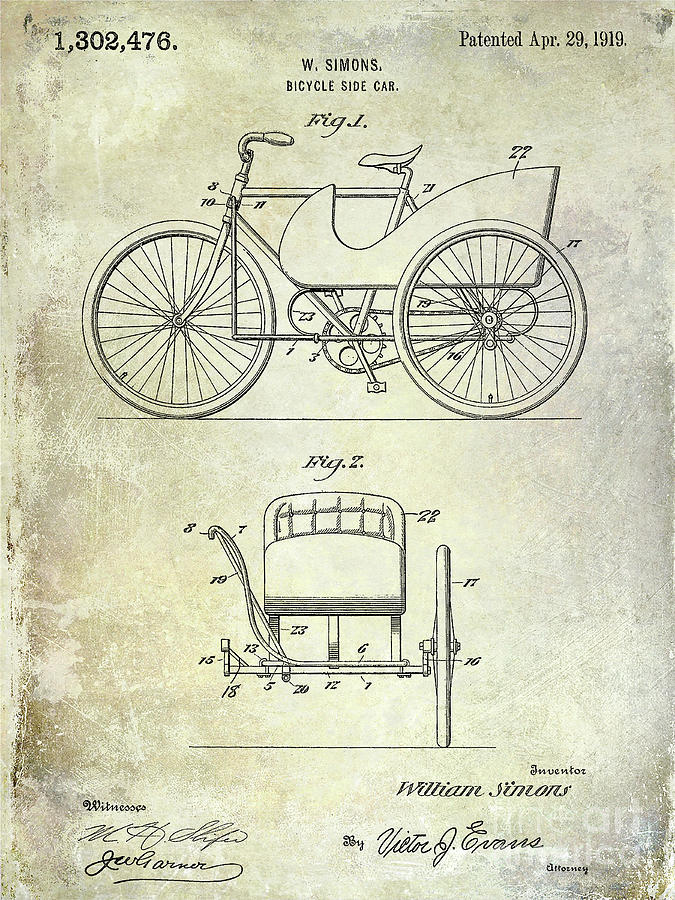 1919 Bicycle Patent Digital Art by Jon Neidert