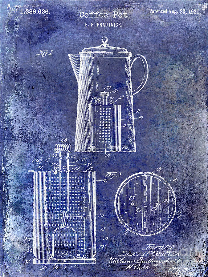 Coffee Photograph - 1921 Coffee Pot Patent by Jon Neidert