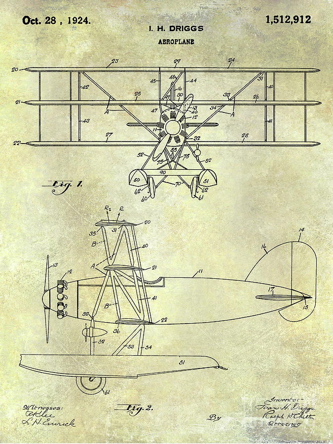 Airplane Photograph - 1924 Airplane Patent by Jon Neidert