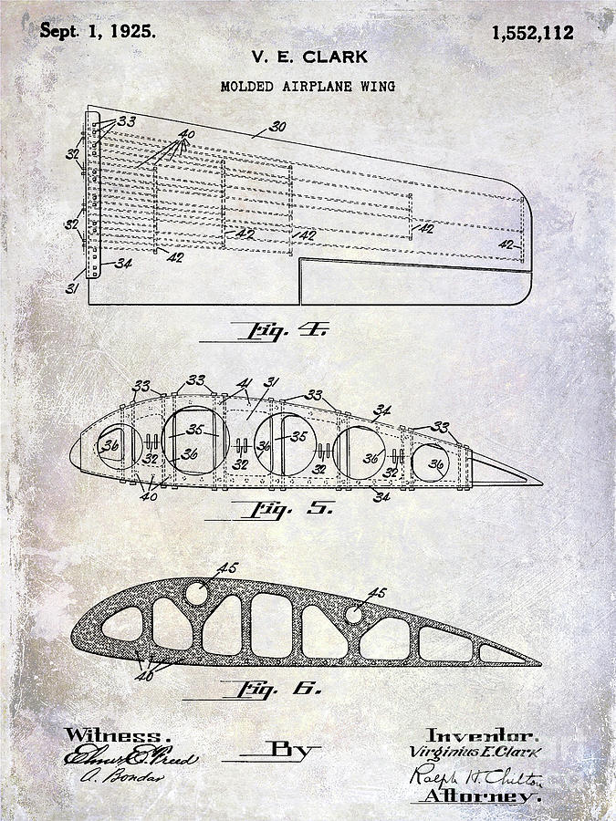 1925 Airplane Wing Patent Photograph by Jon Neidert