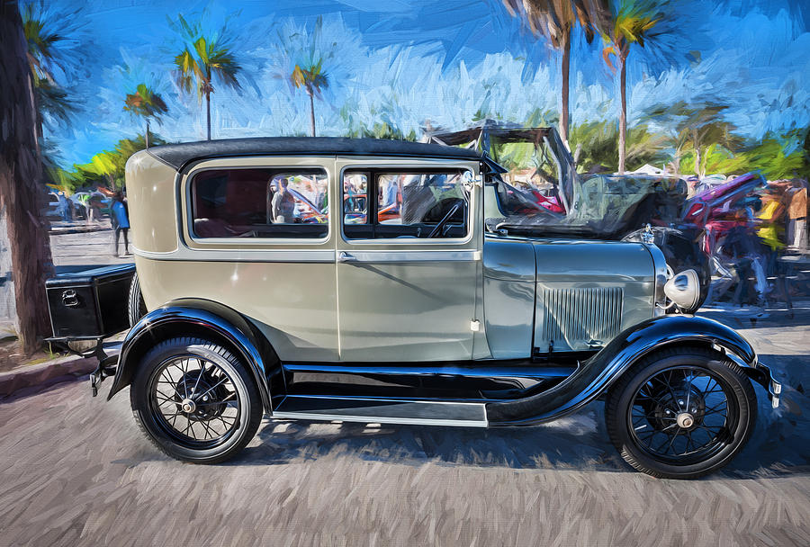 Vintage Photograph - 1928 Ford Model A Tudor Sedan Painted  by Rich Franco