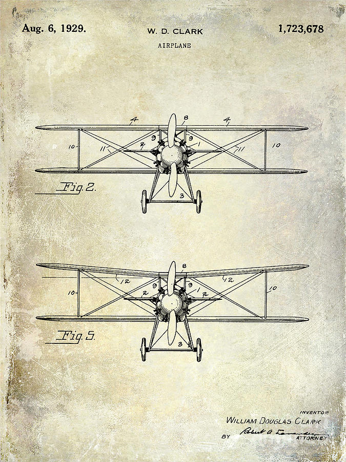 Airplane Photograph - 1929 Airplane Patent  by Jon Neidert