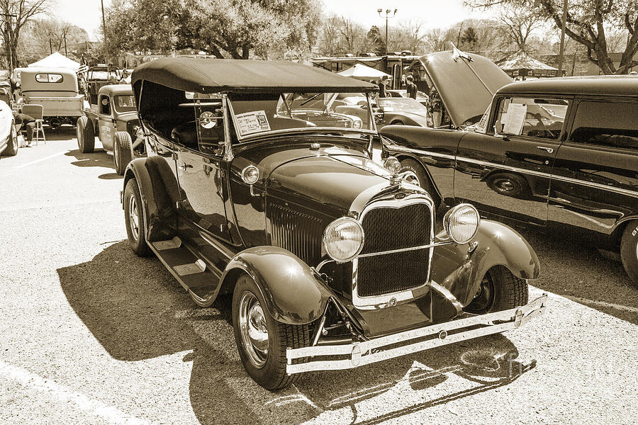 1929 Ford Phaeton Classic Antique Car at Show in Sepia  3503.01 Photograph by M K Miller
