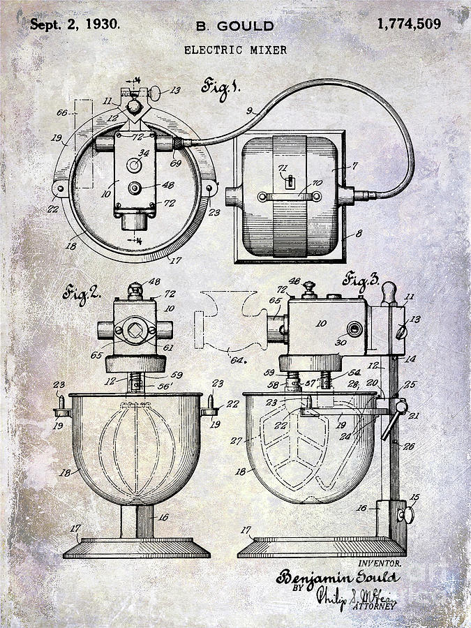 1930 Electric Mixer Patent Photograph by Jon Neidert