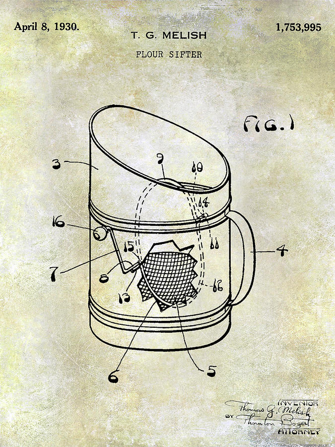 1930 Flour Sifter Patent Photograph by Jon Neidert