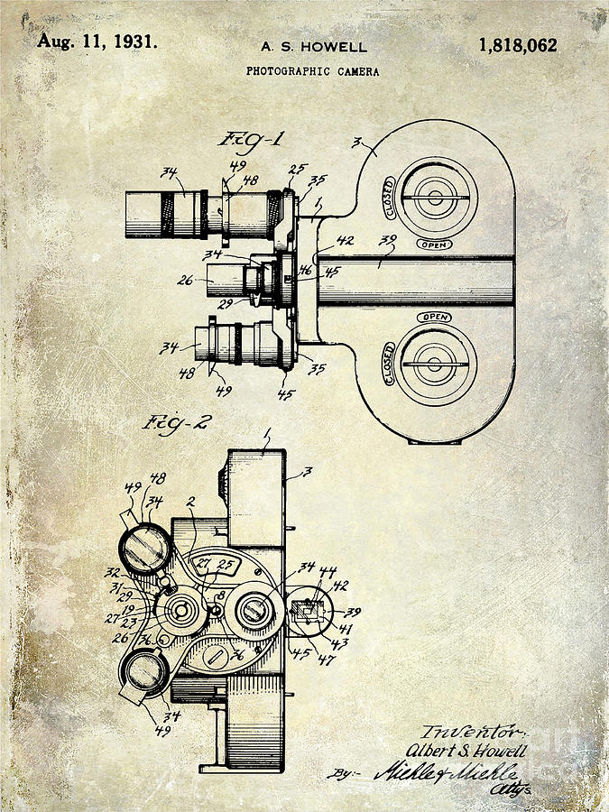 1931 Movie Camera Patent Photograph by Jon Neidert