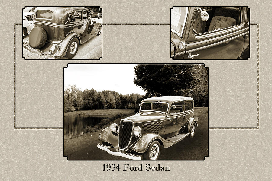 1934 Ford Sedan Antique Vintage Photograph Fine Art Print Collec Photograph by M K Miller