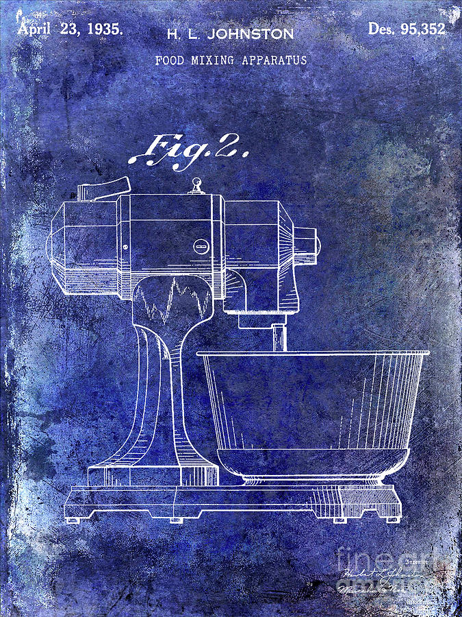 1935 Food Mixing Apparatus Patent Blue Photograph by Jon Neidert