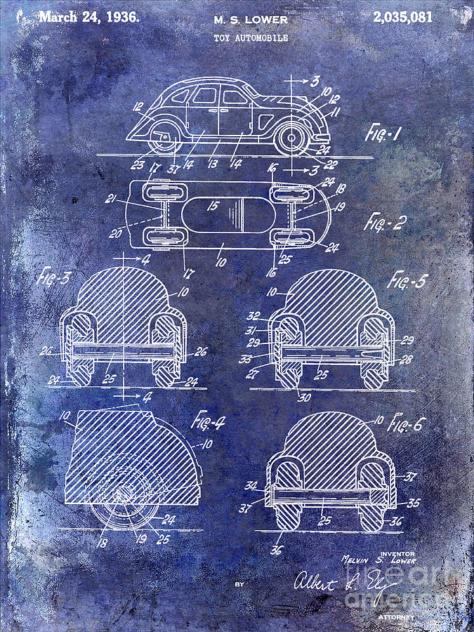1936 VW Toy Car Patent Photograph by Jon Neidert