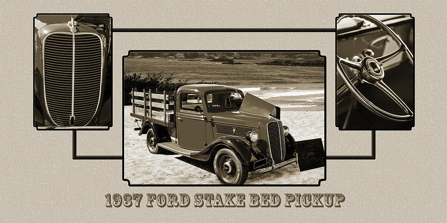 1937 Ford Stake Bed Pickup Antique Vintage Photograph Fine Art P Photograph by M K Miller