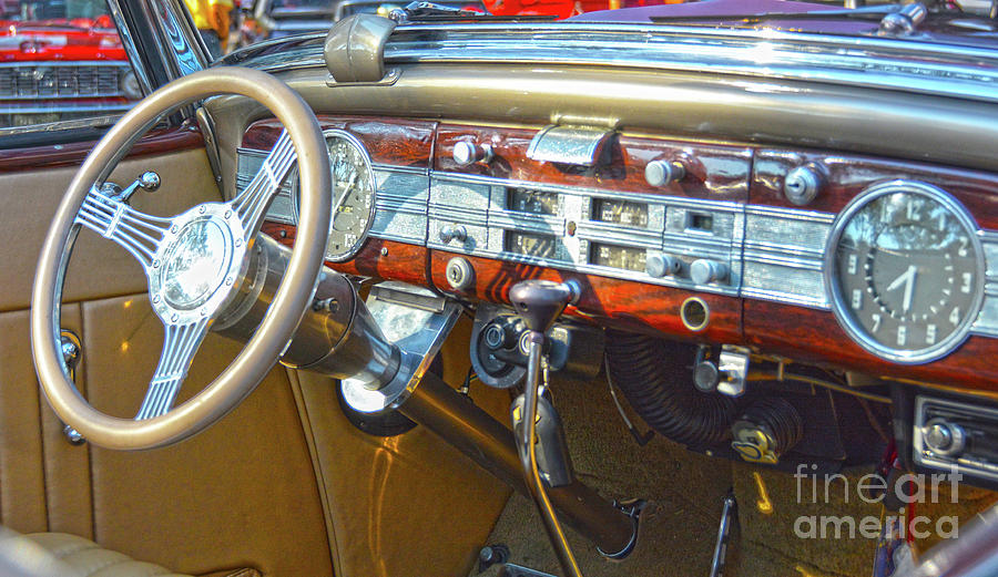 1937 Packard Convertible Coupe Roaster with Rumble Seat dashboard Photograph by Christine Dekkers