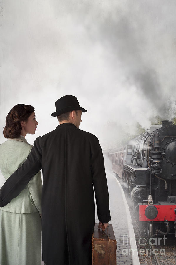 1940s Couple On A Railway Platform With Steam Train  Photograph by Lee Avison