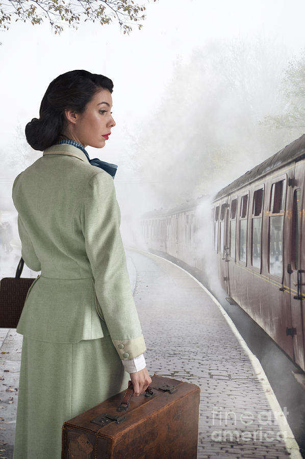 1940s Woman On A Railway Platform With Steam Train  Photograph by Lee Avison
