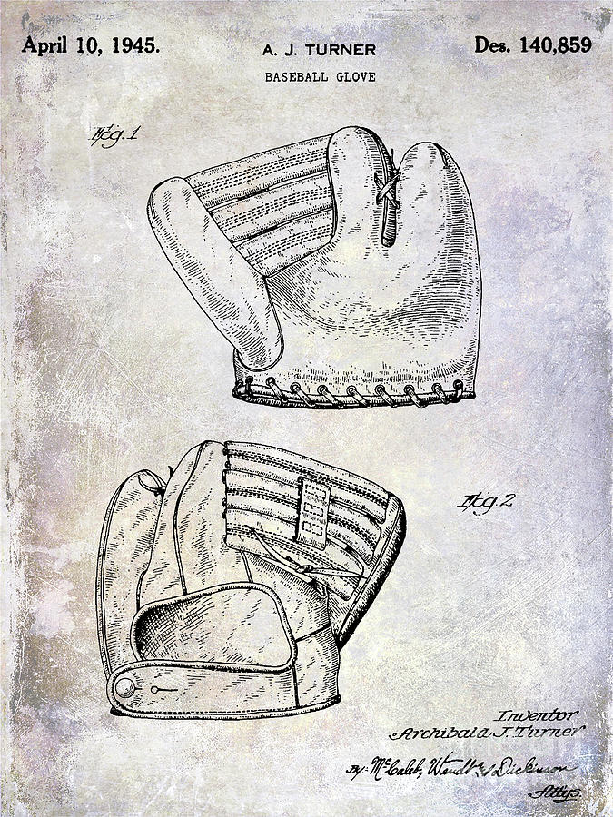 Pete Rose Photograph - 1945 Baseball Glove Patent by Jon Neidert