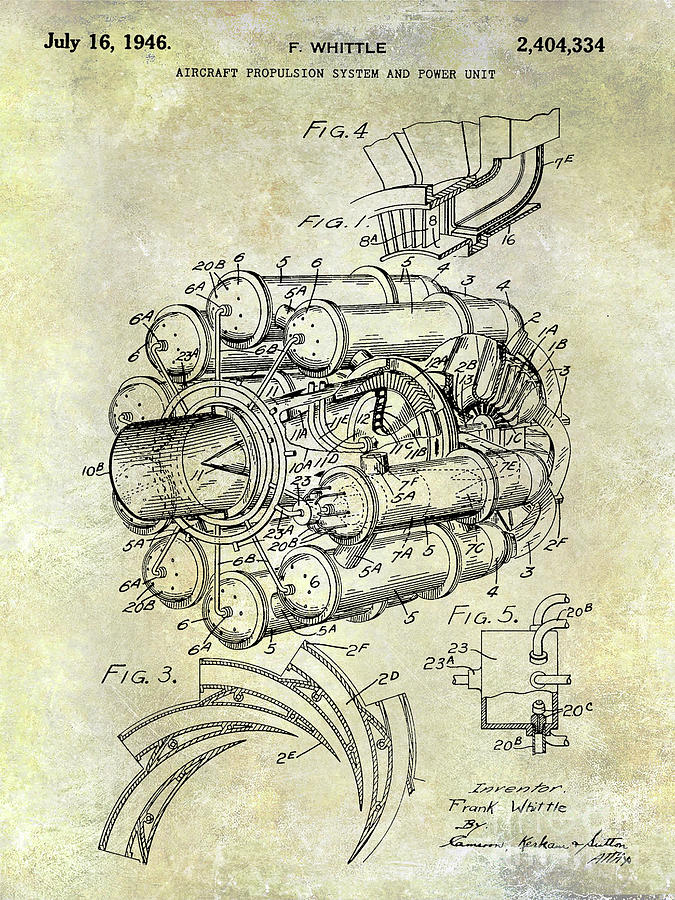 1946 Jet Engine Patent Photograph by Jon Neidert