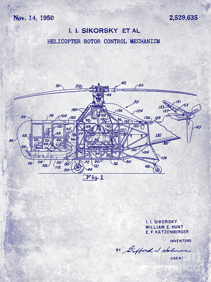 1950 Helicopter Patent Photograph by Jon Neidert