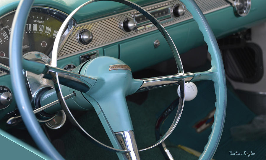 1955 Chevy Nomad Steering Wheel Photograph by Barbara Snyder