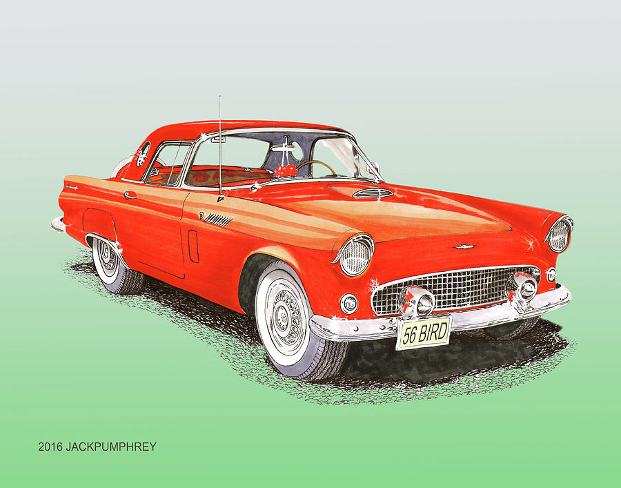 1956 Ford Thunderbird Painting by Jack Pumphrey
