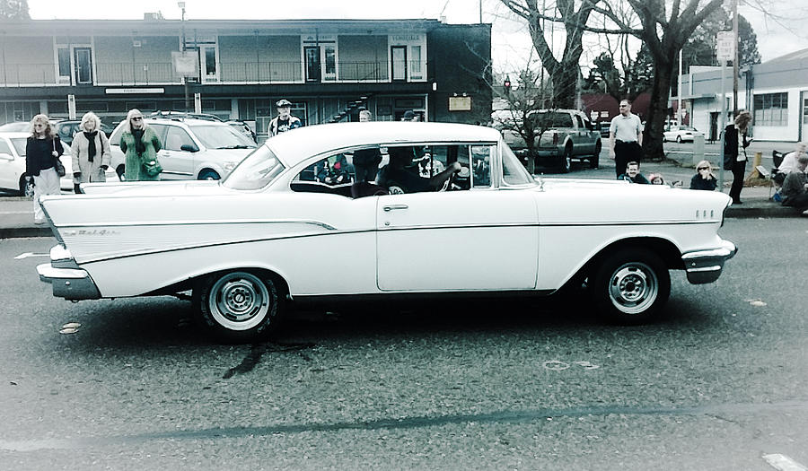 1957 White Chevy #2 Photograph by Melissa Coffield