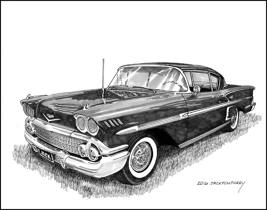 American Muscle Painting - 1958 Chevrolet Impala #2 by Jack Pumphrey