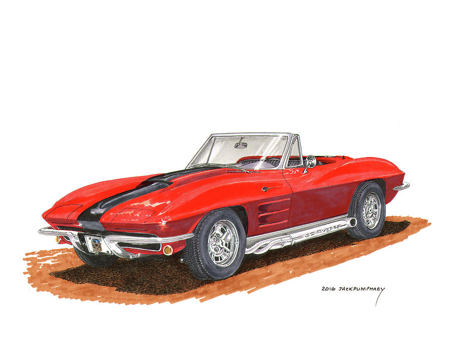 1963 Corvette Stingray Roadster Painting by Jack Pumphrey