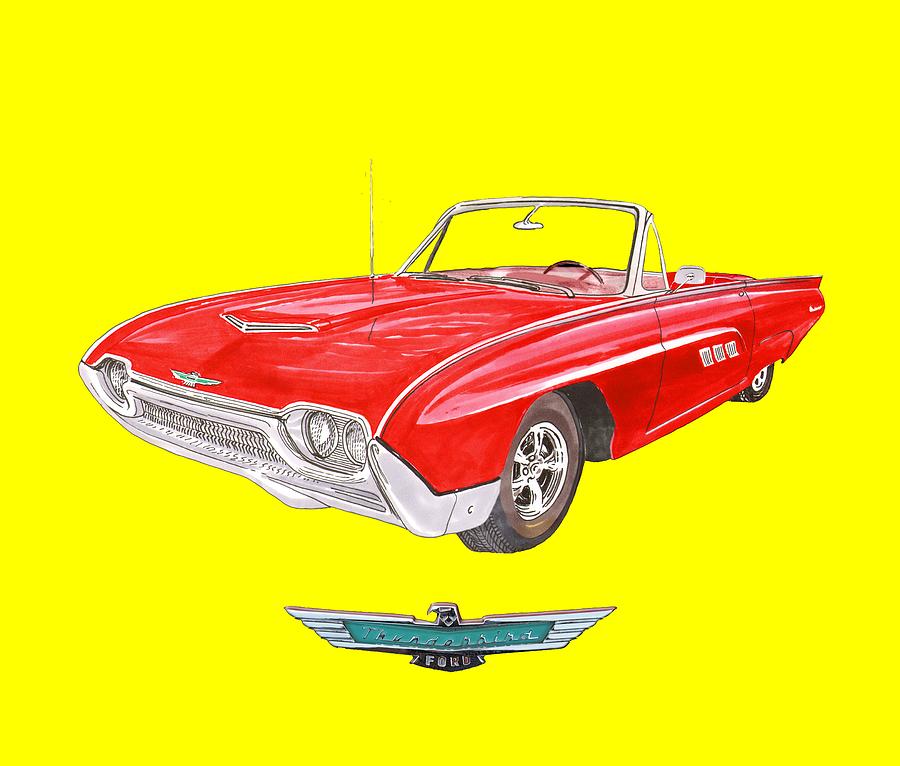 1963 Ford Thunderbird Tee Shirt Art Painting by Jack Pumphrey