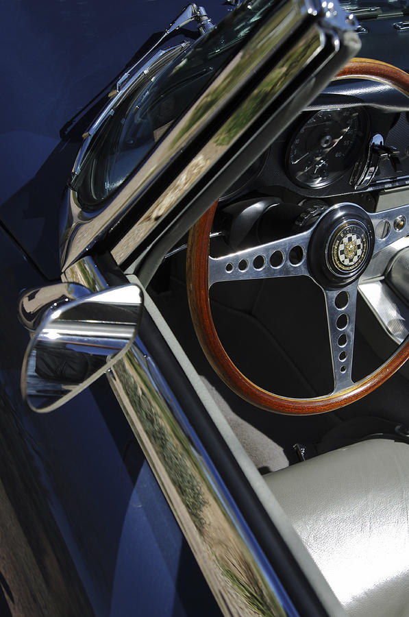 1963 Jaguar XKE Roadster Steering Wheel Photograph by Jill Reger