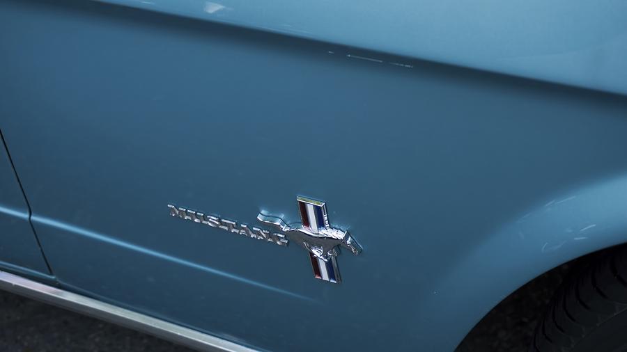 1966 Ford Mustang emblem 21a Photograph by Cathy Anderson