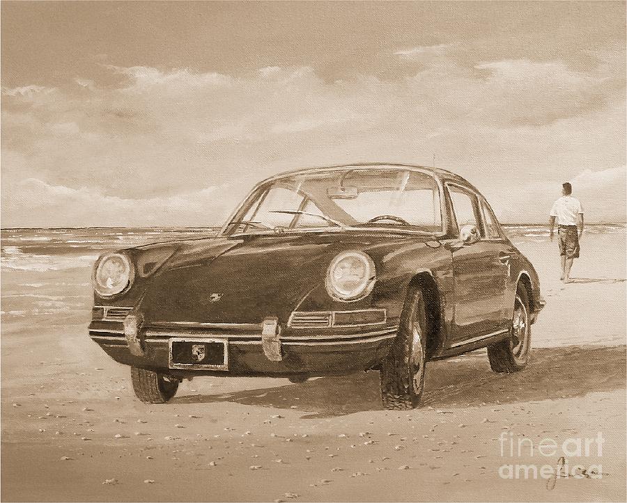 1967 Porsche 912 In Sepia Painting by Sinisa Saratlic