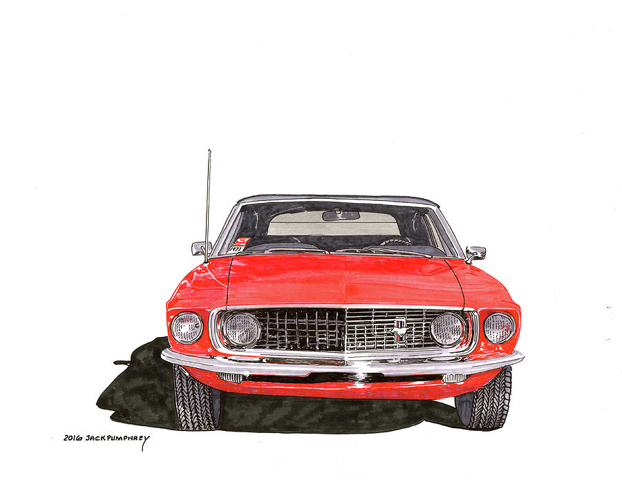 1969 Mustang Convertible Painting by Jack Pumphrey