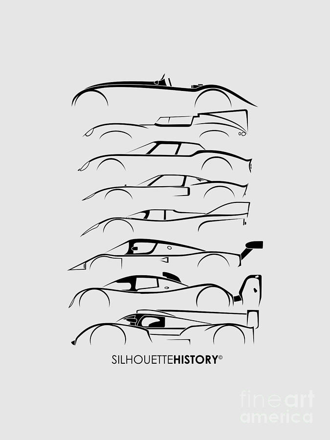 24 Hours Race Cars SilhouetteHistory #1 Digital Art by Gabor Vida