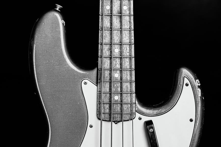 275.1834 Fender 1965 Jazz Bass Black and White #1 Photograph by M K Miller