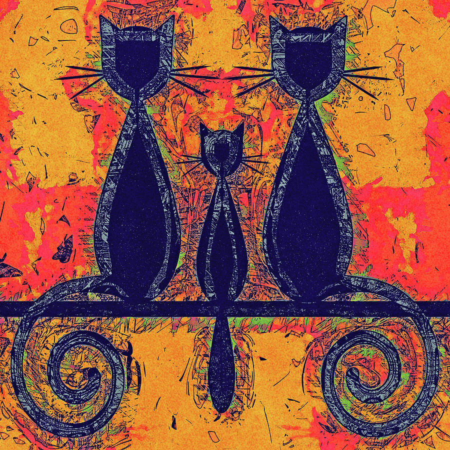 3 Cats #1 Digital Art by David G Paul