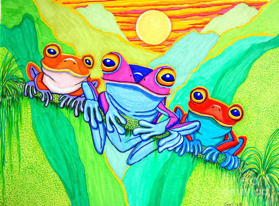 3 Little Frogs #2 Drawing by Nick Gustafson