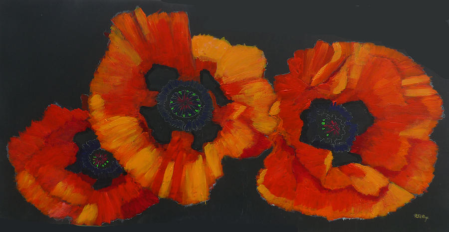 3 Poppies #1 Painting by Richard Le Page