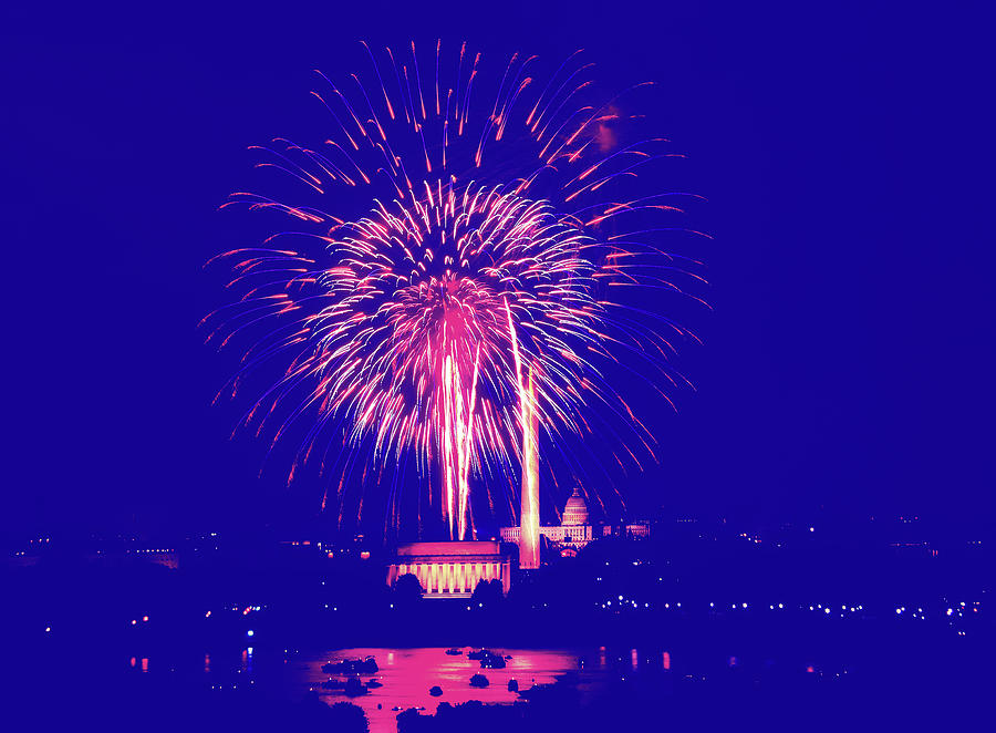 4th of July Fireworks over Washington D.C. #1 Photograph by Mountain Dreams