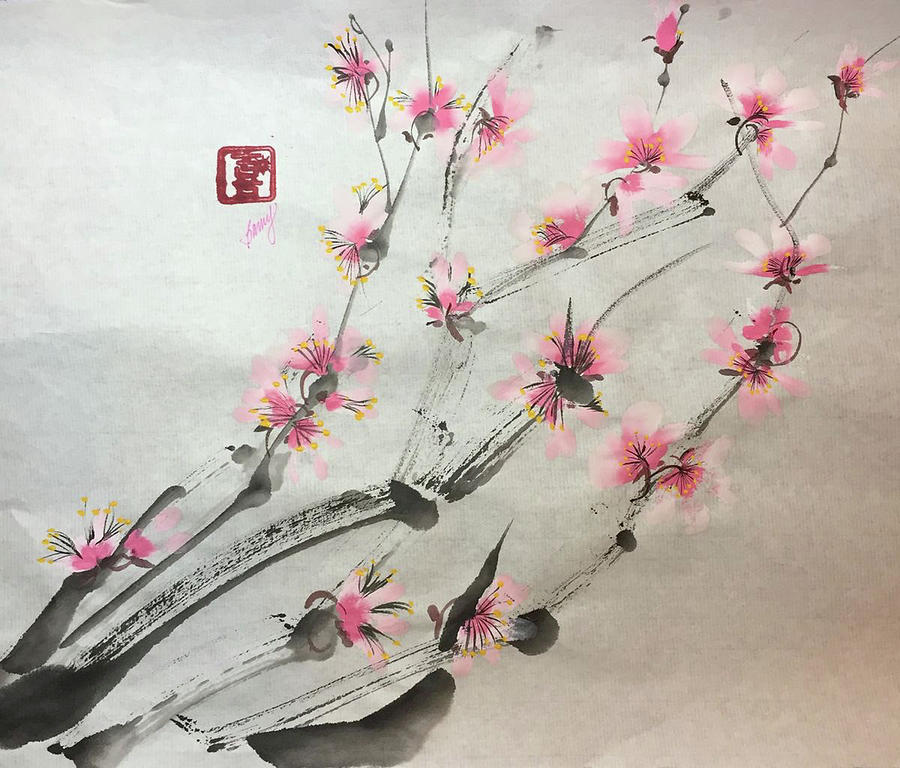 Plum Blossoms 3 Painting by Bonny Butler