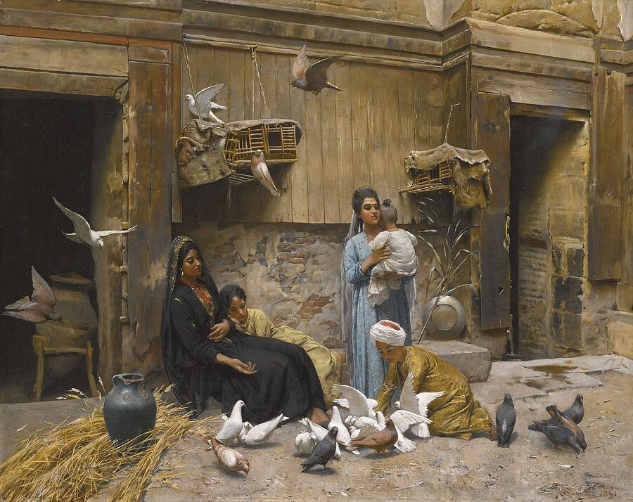 A Cairene Courtyard #2 Painting by Rudolf Swoboda