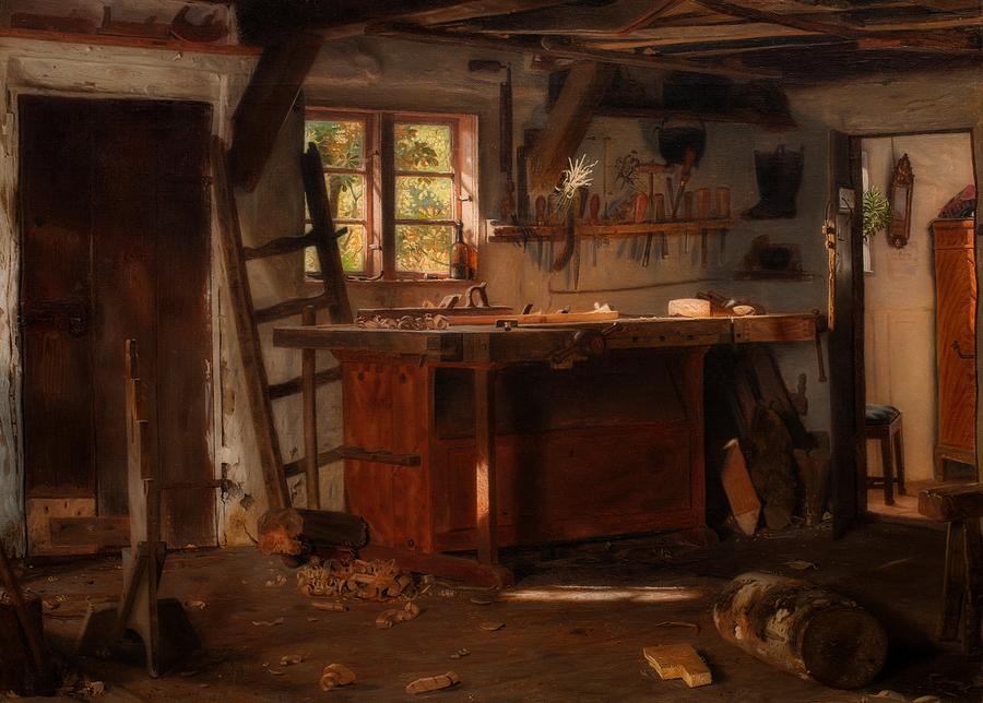 Classical Painting - A Carpenters Workshop by Mountain Dreams