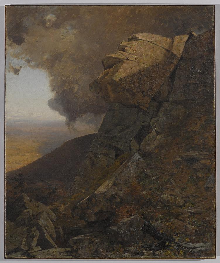 Hill Painting - A Cliff in the Katskills #1 by Jervis McEntee