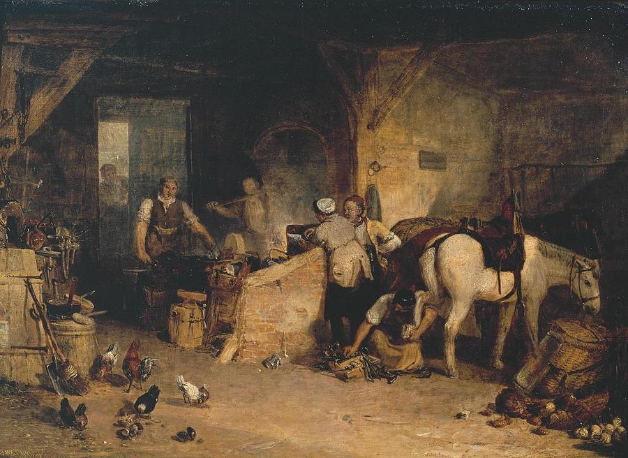    A Country Blacksmith Disputing upon the Price #1 Painting by Joseph Mallord
