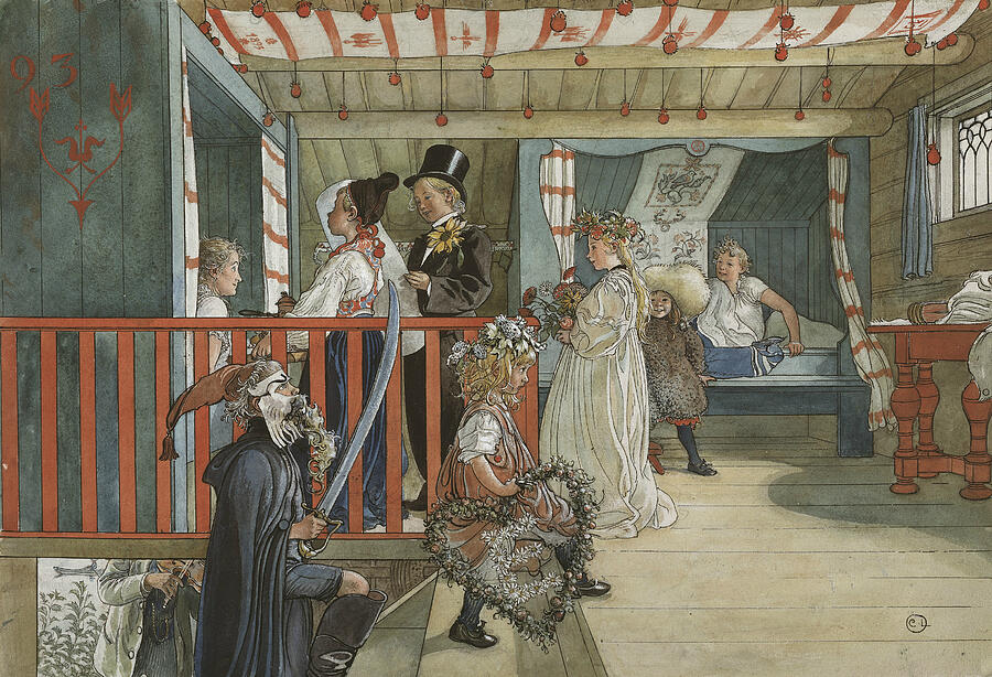 A Day of Celebration - From A Home, from 1895 Painting by Carl Larsson